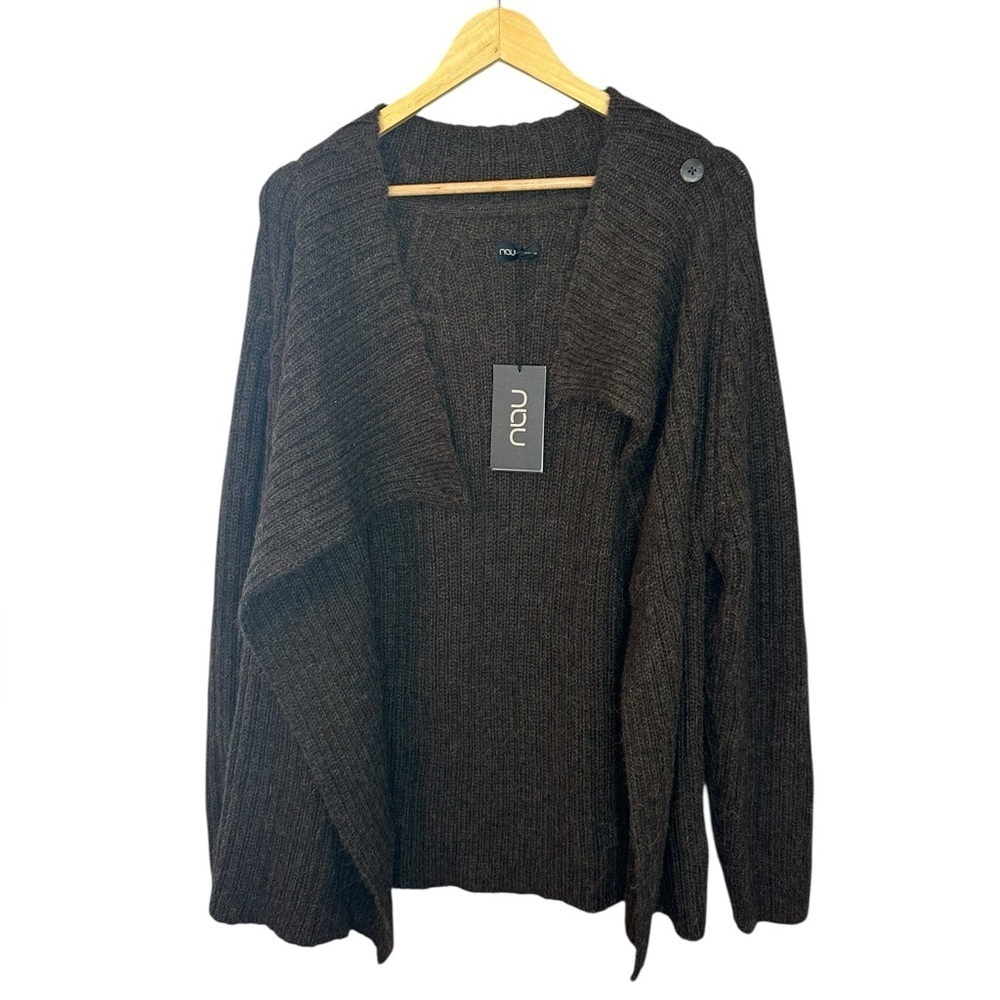 NAU NAZCA Women's Cardigan Superfine Alpaca Knit Brown Sweater L - Picture 7 of 9